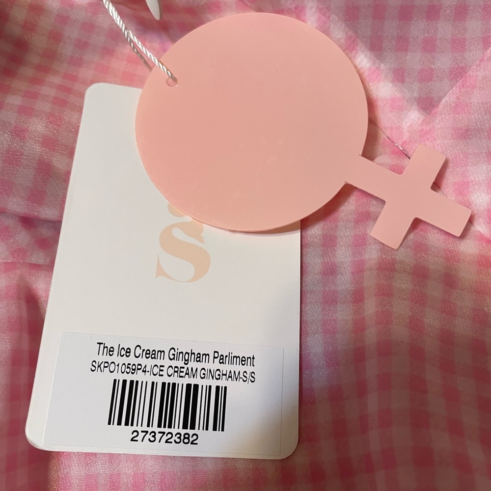 Selkie ice cream gingham parliament pink organza puff